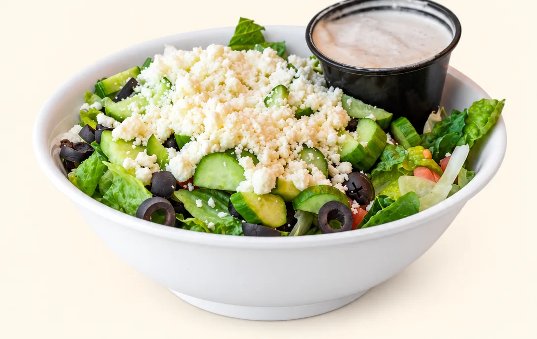 Greek salad with feta, olives and cucumber