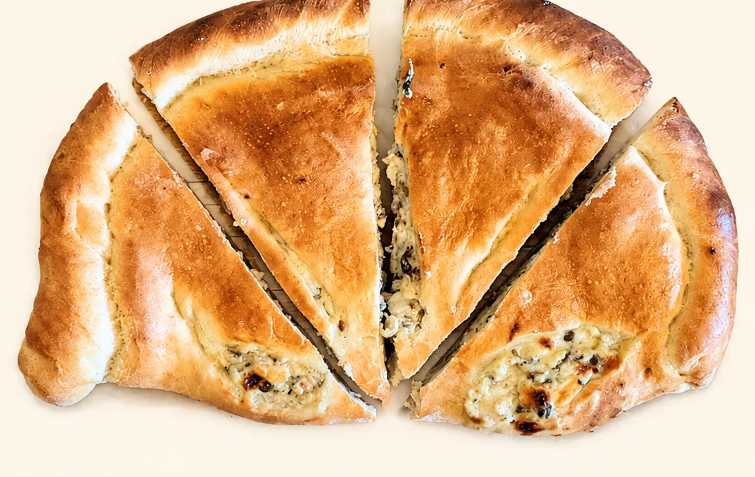 Mushroom calzone baked golden